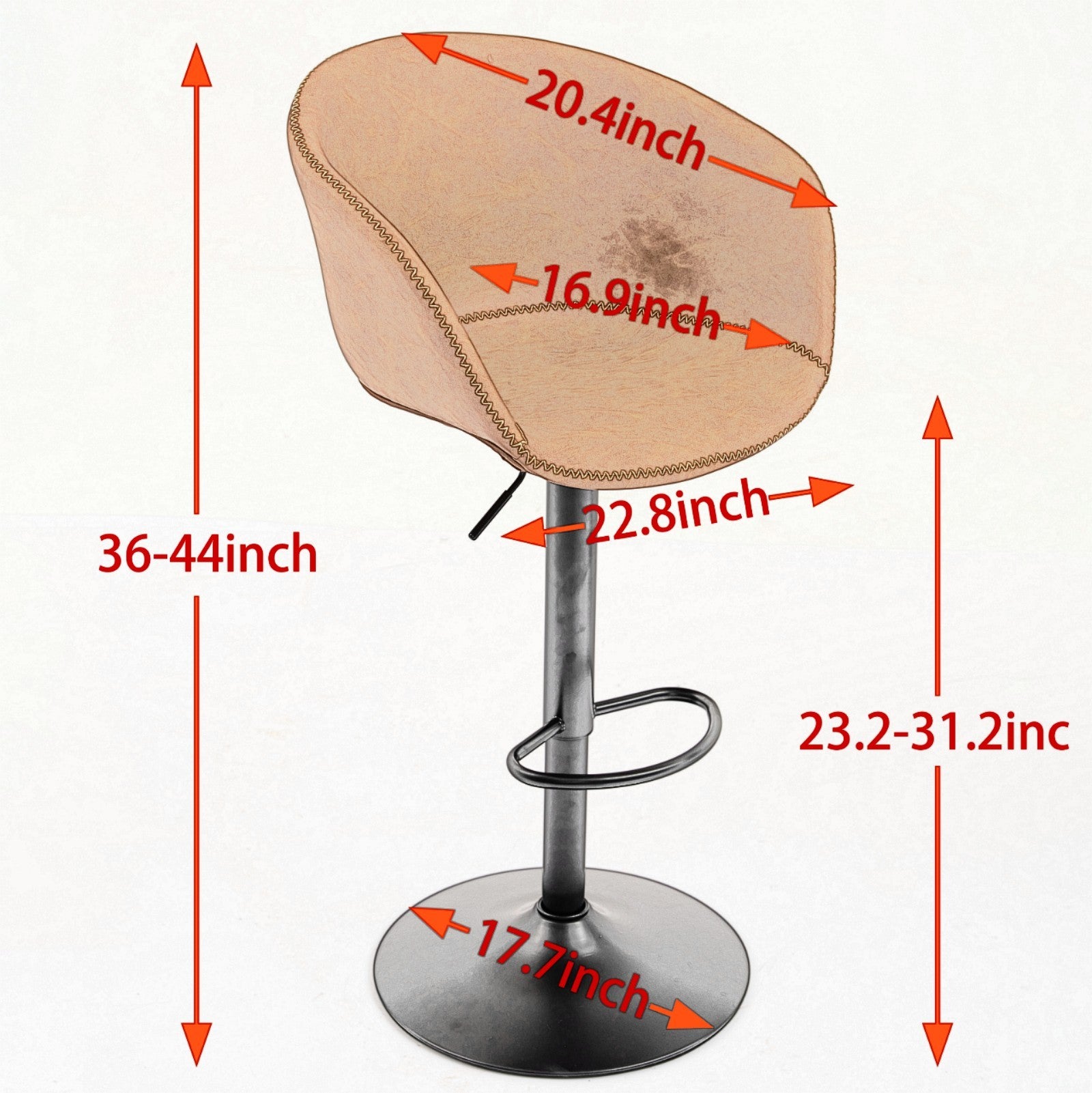 Adjustable Swivel Bar Stools, Mid Century Modern Pu Leather Upholstered Counter Height Bar Stool, Kitchen Island Barstools With Minimalism Style, 1 Chair 1Carton,Brown Brown Pu Mid Century Modern,Minimalist Bar Stools 1 Foam Pu Leather