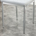 Table And Chair Set.Large Modern Rectangular Table With Brown Glass Top And Silver Metal Legs. Paired With 6 Light Gray Chairs With Checkered Armless High Back Pu Cushion And Silver Metal Legs. Light Gray,Silver Seats 6 Glass Metal