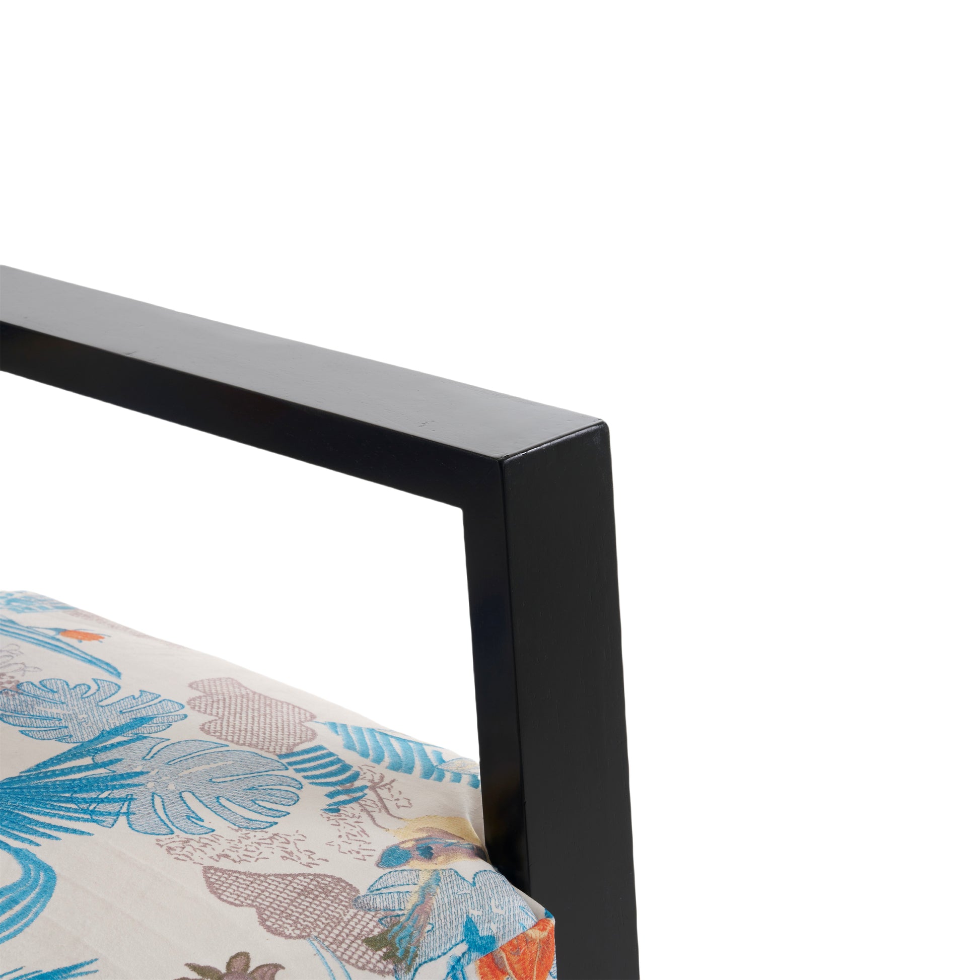 Retro Low Back Floral Print Velvet Accent Armchair With Gold Metal Legs & Rubberwood Frame, Wide Armrest Mid Century Lounge Chair With Pillow Back, Sofa Chair For Living Room & Balcony, Blue Floral