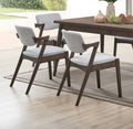Modern 7Pc Dining Set Ash Walnut Finish Dining Table 6X Side Chairs Foam Cushion Fabric Upholstery Unique Back Design Wood Dining Room Rubberwood Rectangular Dining Table With Chair Upholstered Chair Wood Walnut Solid Back Seats 6