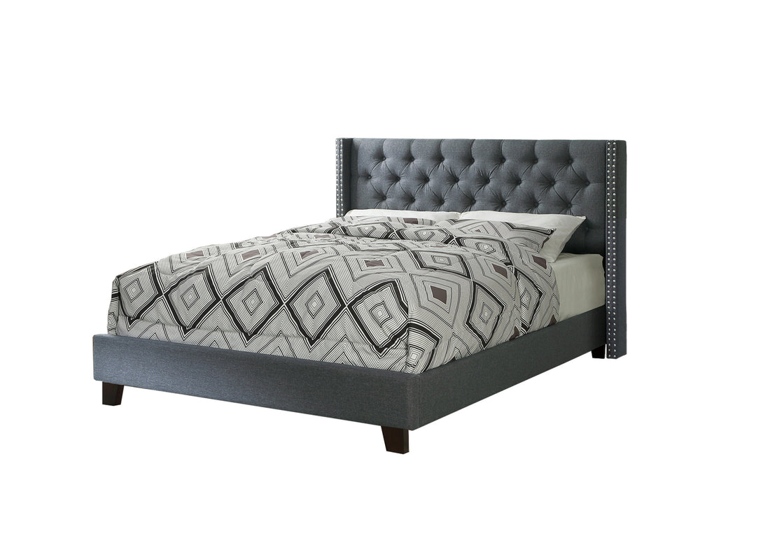 Queen Bed In Blue Gray Queen Gray Fabric