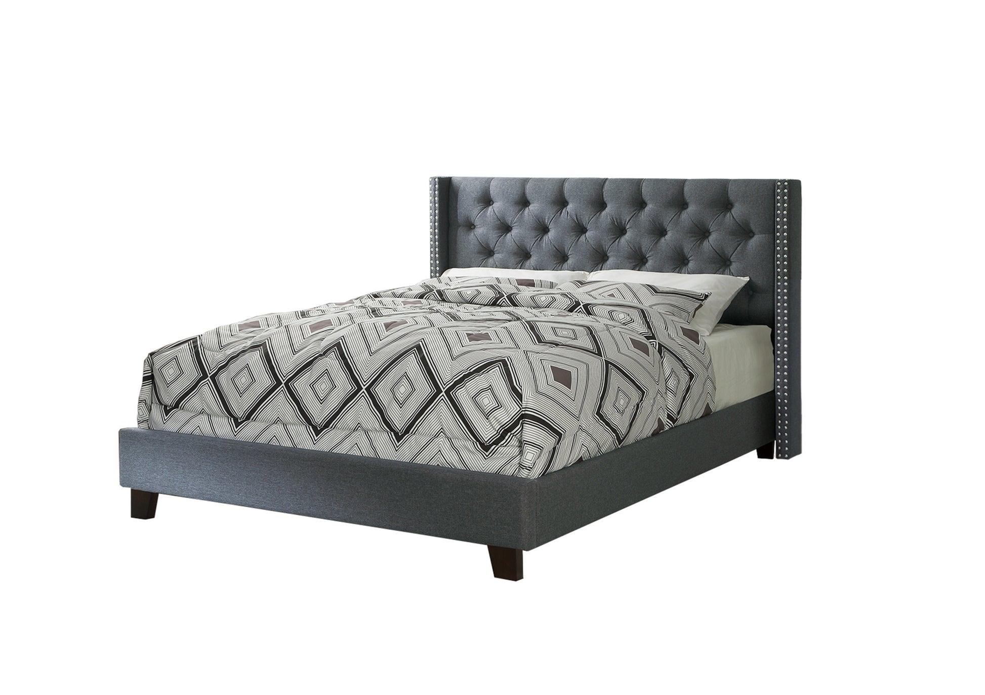 Queen Bed In Blue Gray Queen Gray Fabric