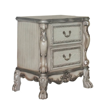 Vintage Bone White 2 Drawer Nightstand Vintage 2 Drawers Bedroom Rectangle Vintage Poplar Wood Plastic