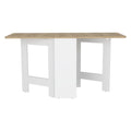 Folding Table With Expandable Design In 3 Forms, White Macadamia Multicolor Solid Wood Mdf Engineered Wood