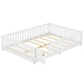 Full Size Bed Floor Bed With Safety Guardrails And Door For Kids, White Old Sku: W158090689 Full White Pine