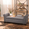 Hayes Armed Storage Bench Gray Fabric