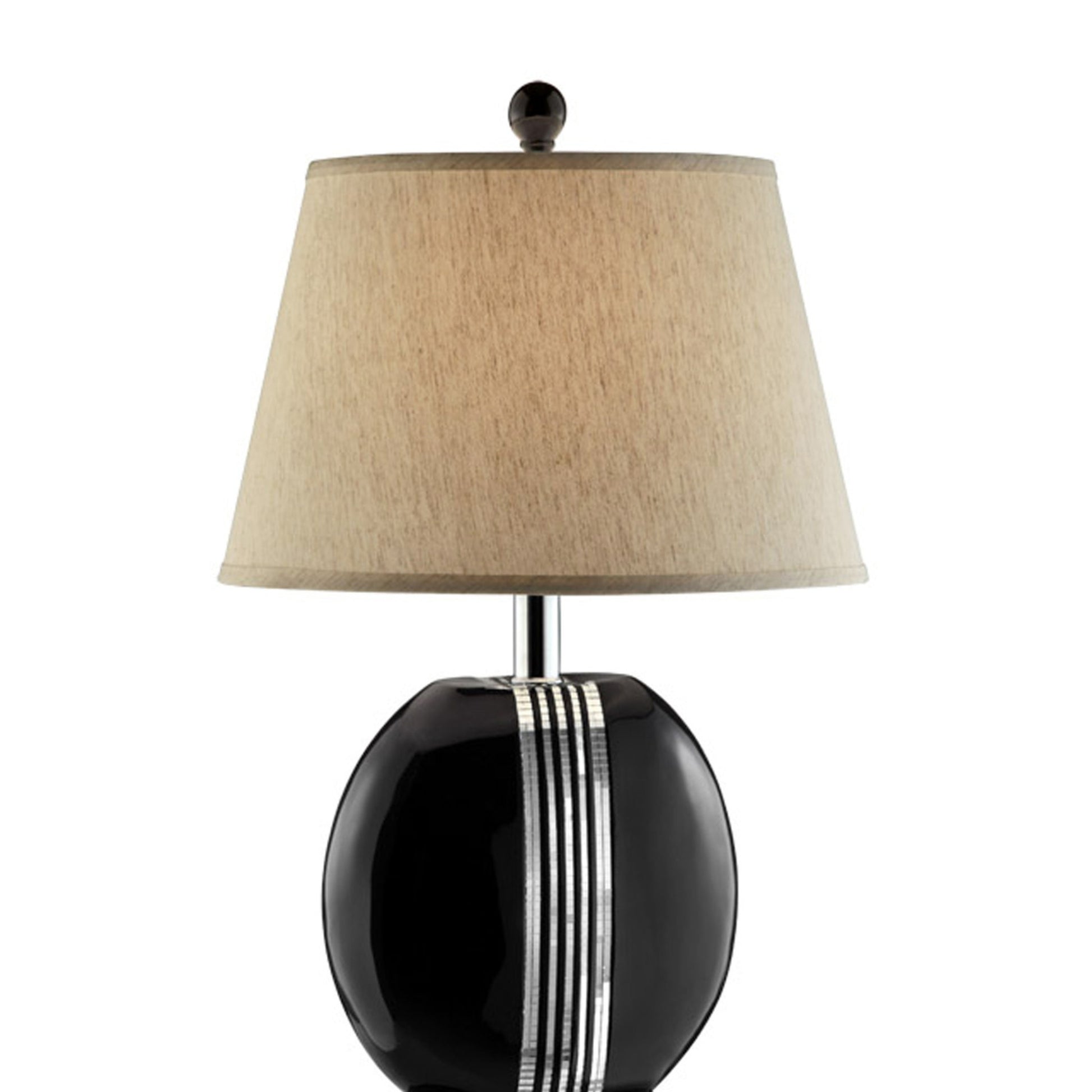 28" Tall Polyresin Table Lamp "Obsidian" With Dark Espresso Finish, Fabric Shade Espresso Metal