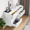 Modern White 6 Drawers For Bedroom,Big Size Wide Chest Of Drawers With Gold Handles, Wood Double Dresser Storage Cabinet For Living Room, Hallway White American Design,American Traditional,Antique,Casual,Classic Mdf