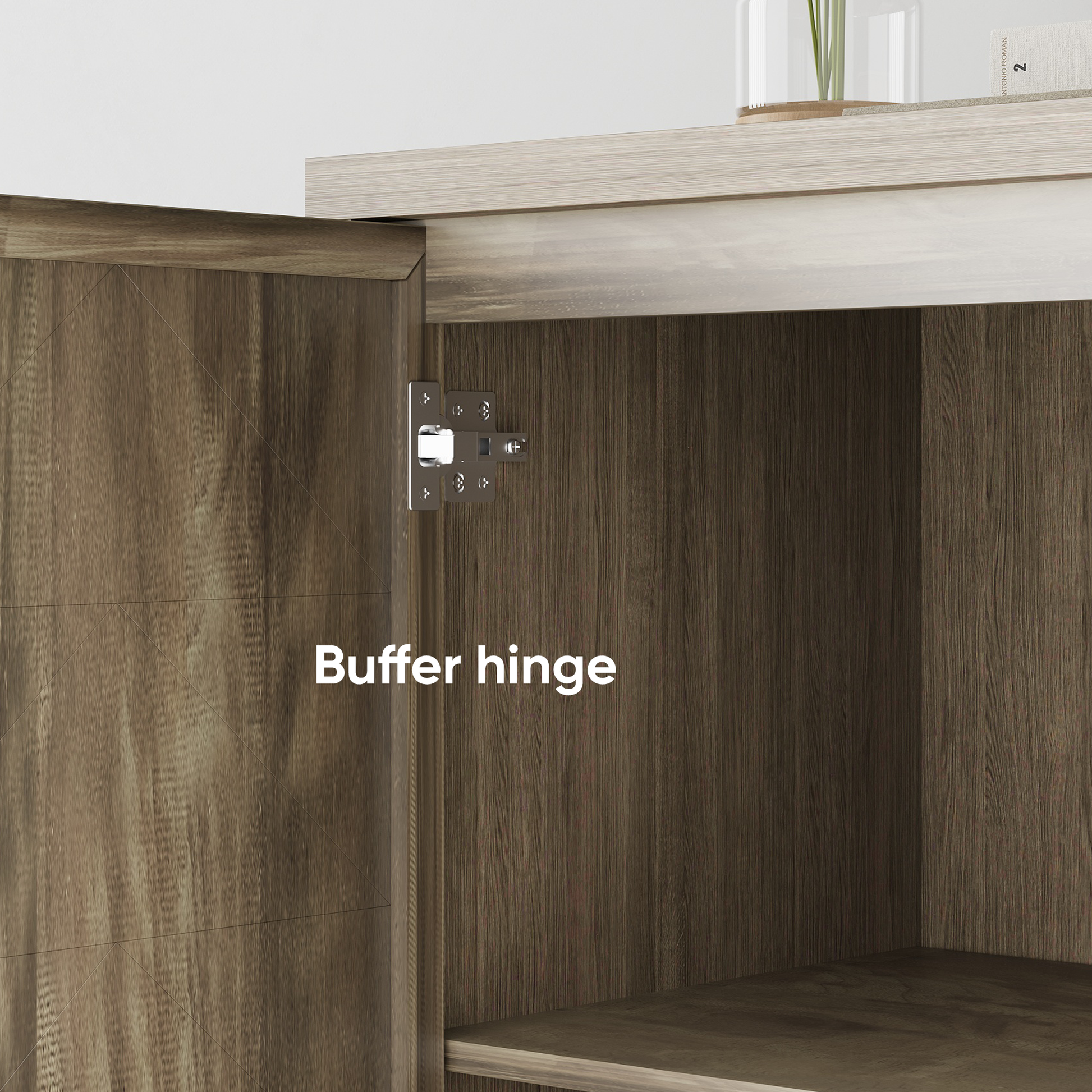 Vintage Sideboard Buffet Cabinet With Storage,Large Accent Cabinet Sideboard With 4 Doors,Storage Cabinet With Storage Console Table, For Kitchen Dinning Room Living Room Hallway Or Entryway,Brown