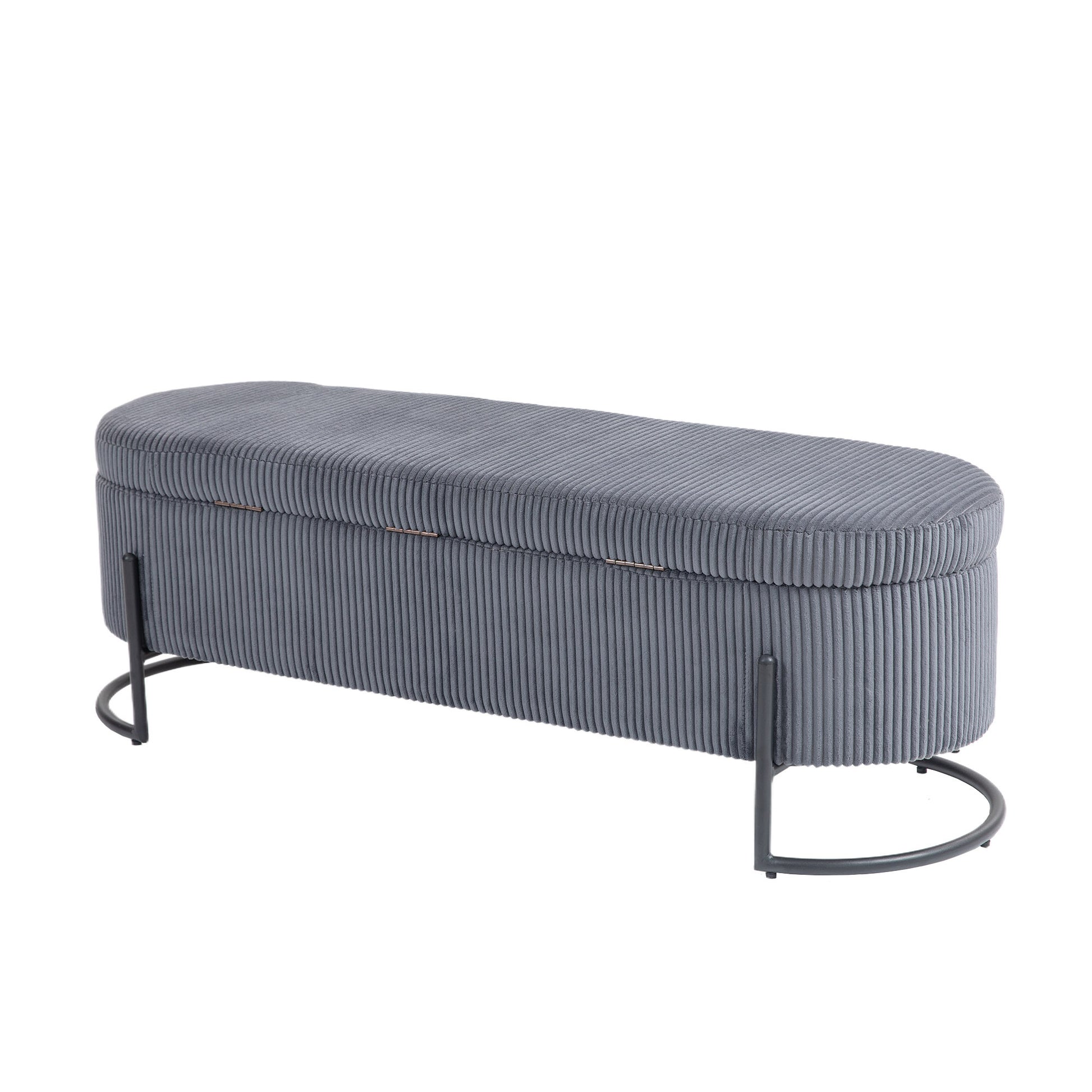 Coolmore Storage Ottoman,Bedroom End Bench,Upholstered Fabric Storage Ottoman With Safety Hinge, Entryway Padded Footstool, Ottoman Bench For Living Room & Bedroom Dark Gray Dark Gray Velvet