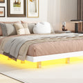 King Size Floating Bed With Led Lights Underneath,Modern King Size Low Profile Platform Bed With Led Lights,White King White Wood Bedroom American Design Pine Bed Frame Pine