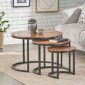 Coffee Table S 3 Black Natural Wood