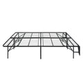 Black Metal Platform Foldable Bed Frame Full Size, Toolless High Profile Design Full Black Metal Bedroom Bed Frame Metal