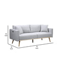 Mico 75 Inch Modern Sofa, Usb Charging Ports And Side Pocket, Light Gray Gray Solid Wood 3 Seat