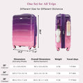 Luggage Set Of 3, 20 Inch With Usb Port, Airline Certified Carry On Luggage With Cup Holder, Abs Pc Hard Shell Luggage With Spinner Wheels, Purple And Pink Purple Abs Pc