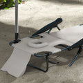 Outsunny Tanning Chaise Lounge Chair, 4 Position Beach Chair With Face & Arm Holes, Pillow Headrest, Adjustable Sunbathing Chair, Cream White Cream White Steel