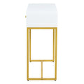 Modern Sleek Console Table Two Drawers With Stripe Design For Living Room And Entryway White White Mdf