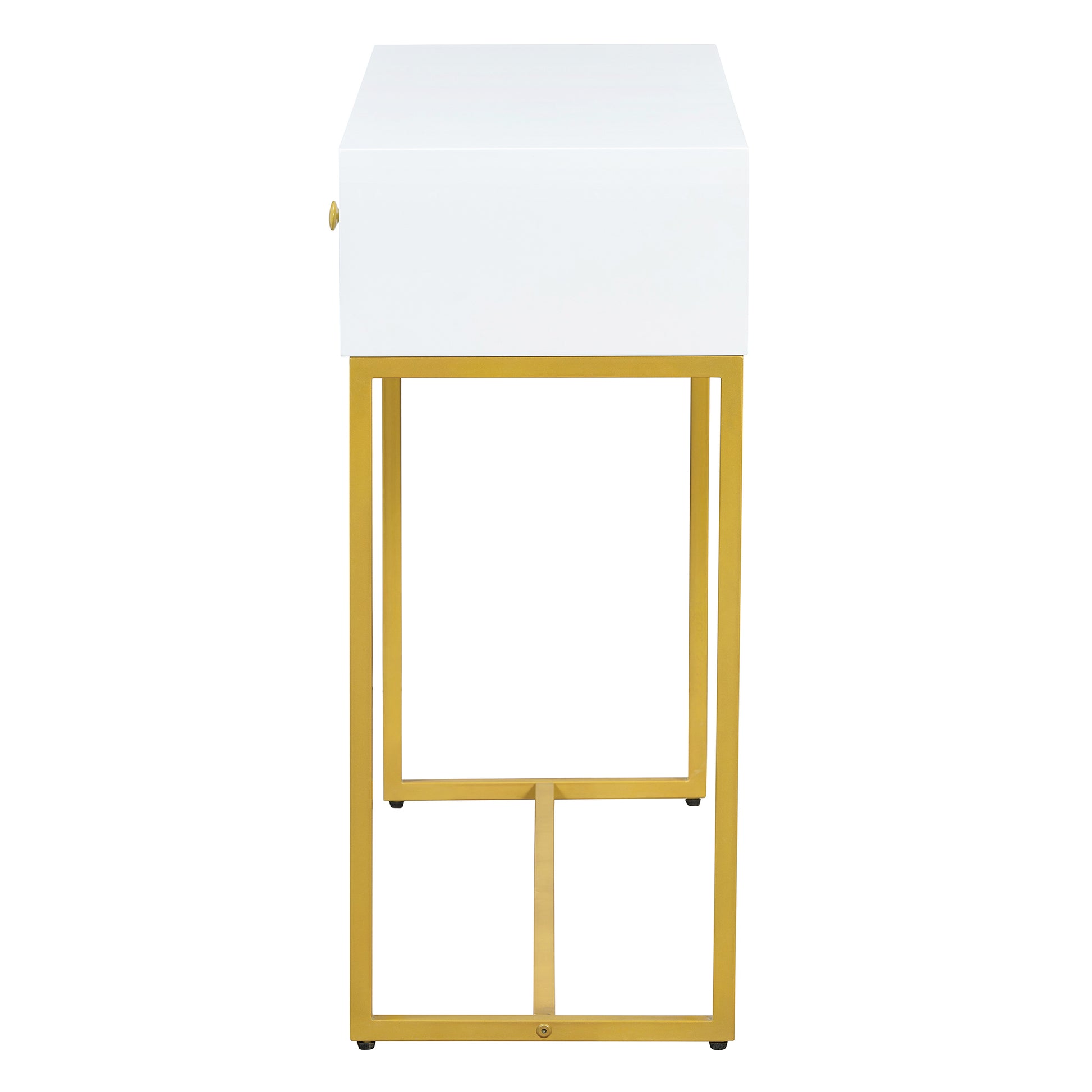 Modern Sleek Console Table Two Drawers With Stripe Design For Living Room And Entryway White White Mdf