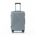 Luggage Set Abs Material Travel Suitcase Set With Spinner Wheels For Men Women, 20'' 24'' 28'' Silver Grey Abs