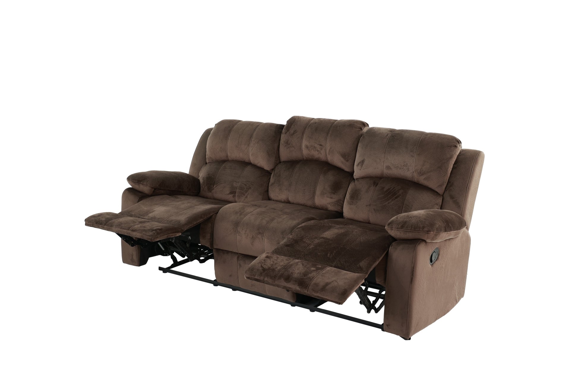 Comfortable Motion Sofa 1Pc Couch Living Room Furniture Chocolate Padded Suede Plush Cushion Metal Reclining Chocolate Suede Metal Primary Living Space Cushion Back Contemporary,Modern Pillow Top Arms Suede 3 Seat