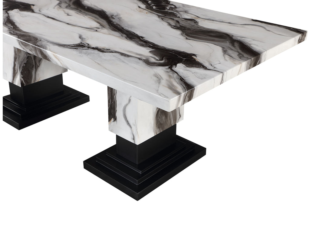 Stacey Zebra White Black Dining Table Multicolor Rubber Wood