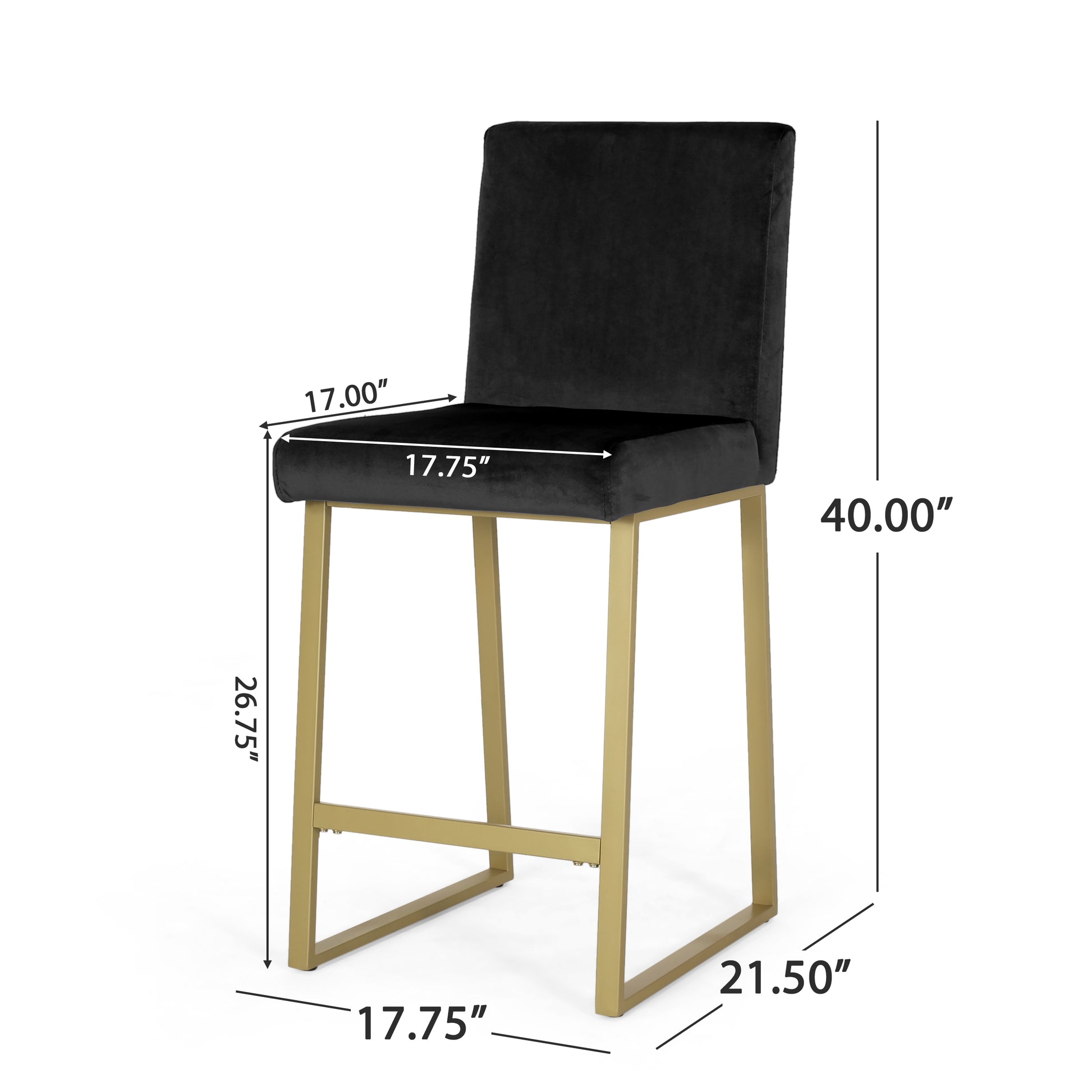 Barstool Set Of 2 Pcs Black Velvet