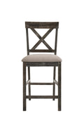 Martha Ii Tan Linen & Weathered Gray Finish Counter Height Chair Set Of 2 Gray,Tan Linen,Synthetic Wood