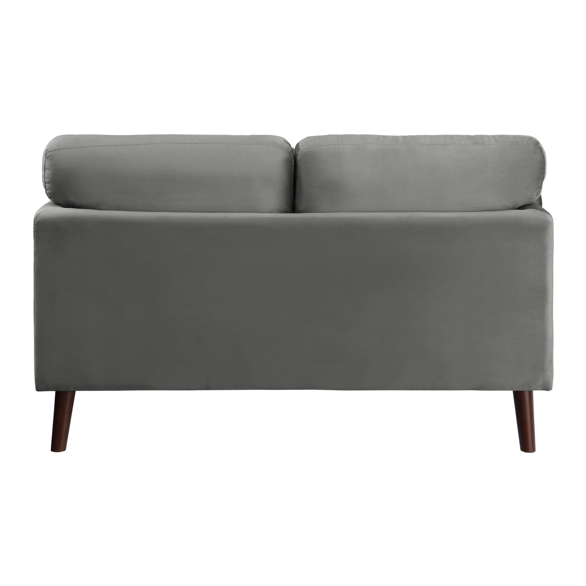 Modern Contemporary Living Room 1Pc Loveseat Gray Velvet Upholstery Dark Brown Legs Solid Wood Furniture Gray Velvet Wood Primary Living Space Modern Solid Wood