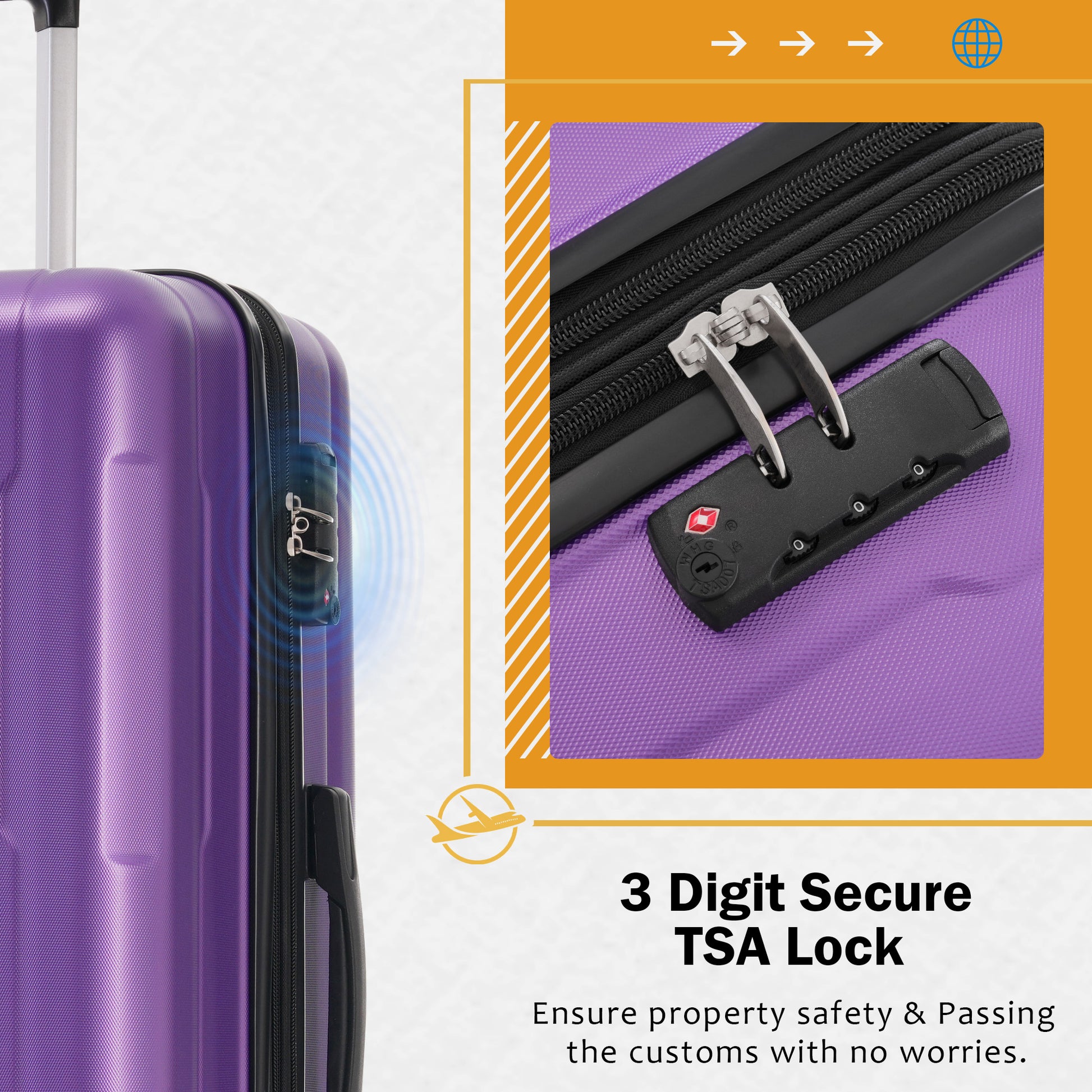 2 Piece Luggage Set With Bags Expanable Spinner Wheels Abs Lightweight Suitcase With Tsa Lock 20Inch 28Inch Purple Abs