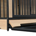 Dog Crate Furniture With Two Combined Room, Xl Large Double Dog Cage Furniture With Tray For Medium Large Dogs, Wooden Dog Kennel Furniture Black Natural Mdf Iron
