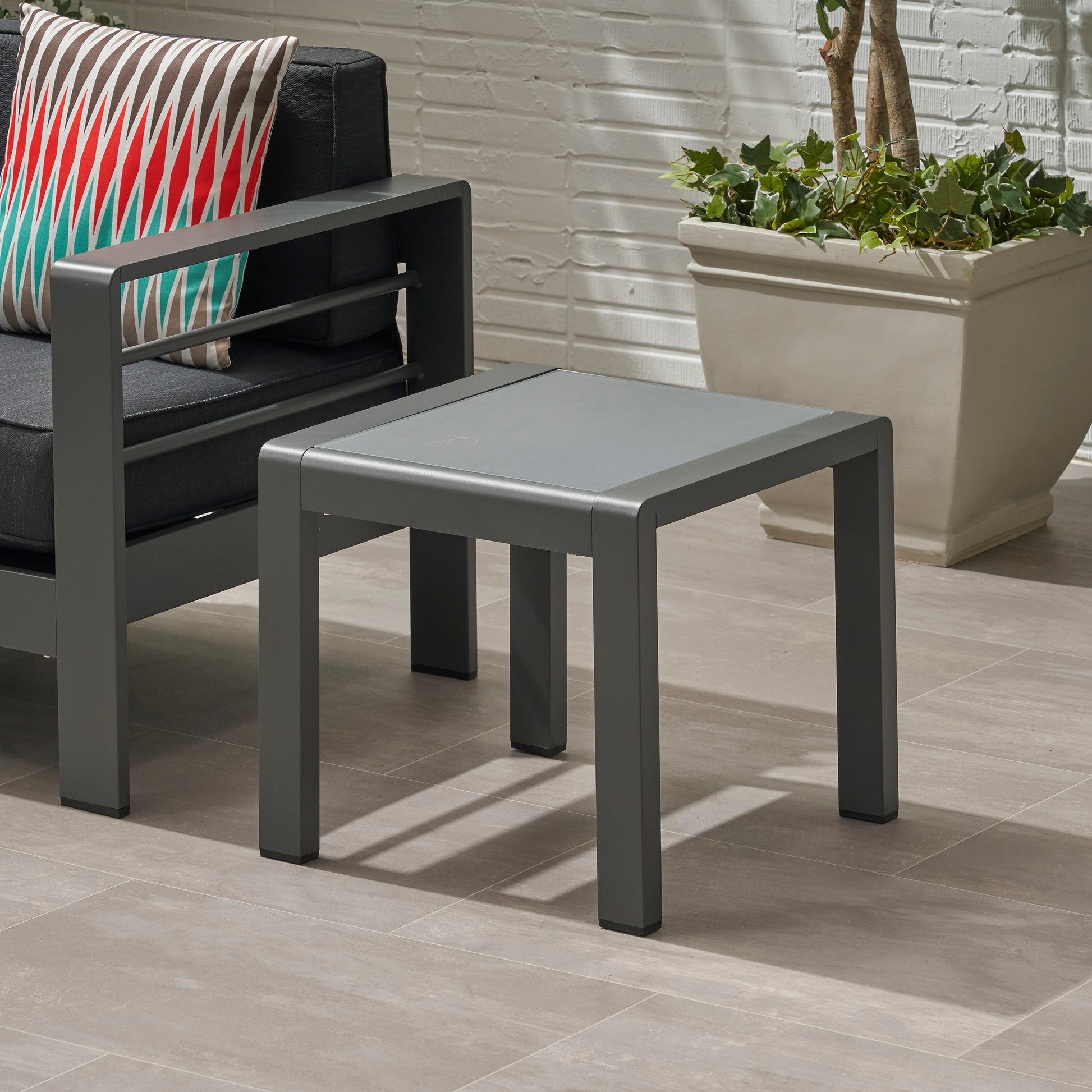 Cape Coral Side Table Grey Aluminium