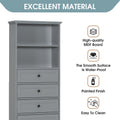 Gray Tall Storage Cabinet With 3 Drawers And Adjustable Shelves For Bathroom, Study, Office And Interior, Mdf Board With Painted Finish Gray Mdf