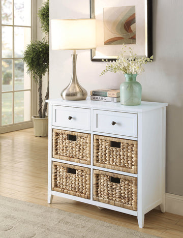 Flavius White Finish Console Cabinet White Synthetic Wood