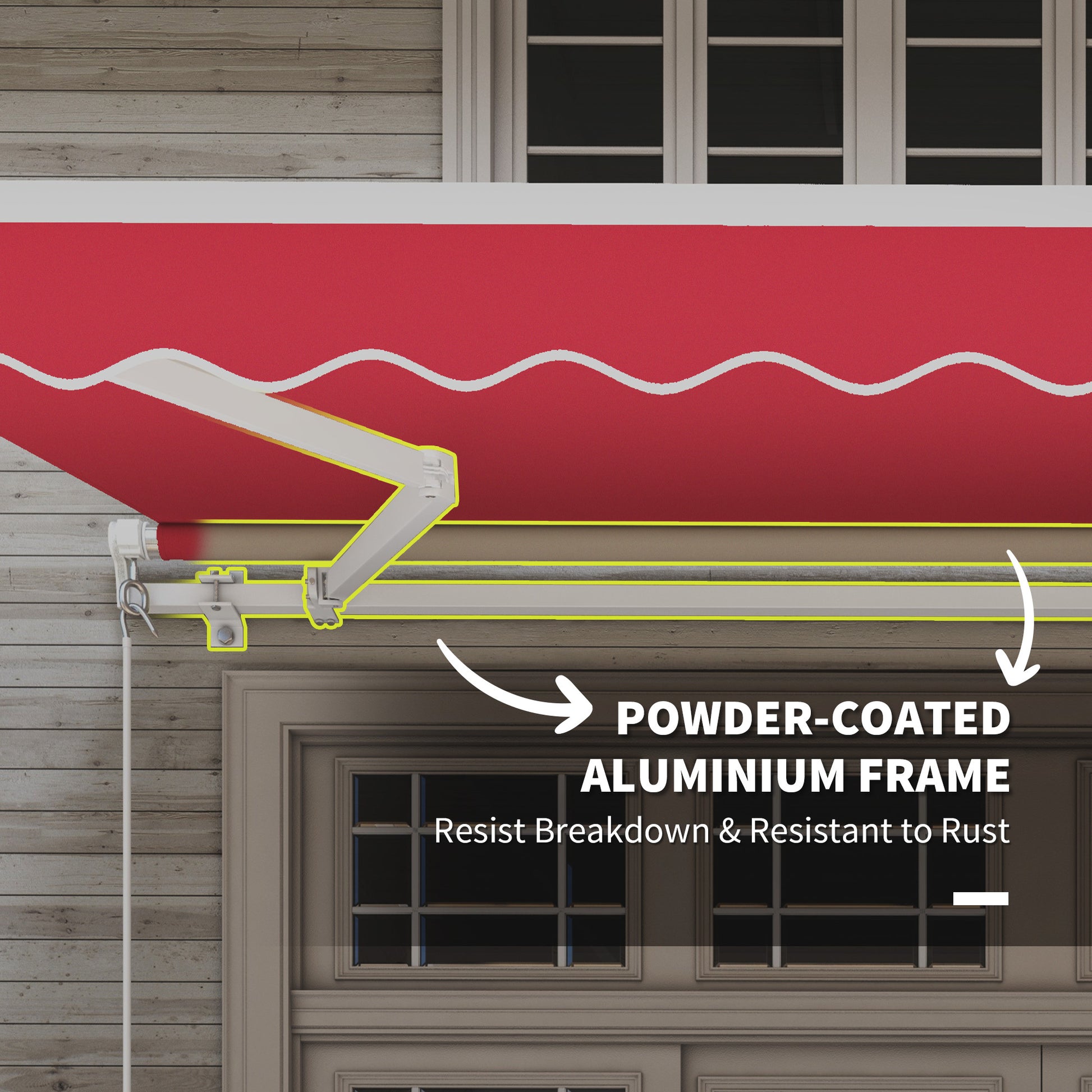 Outsunny 12' X 10' Retractable Awning Patio Awnings Sun Shade Shelter With Manual Crank Handle, 280G M Uv & Water Resistant Fabric And Aluminum Frame For Deck, Balcony, Yard, Wine Red Wine Red Aluminum