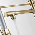 Commercial Kitchen Faucet With Pull Down Sprayer, Single Handle Single Lever Kitchen Sink Faucet Brushed Gold Faucet Gold Kitchen Contemporary Ceramic Brass