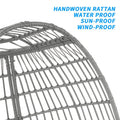 Large Outdoor Egg Chair, Indoor Patio Wicker Basket Chair With Cushion, Rattan Egg Chairs For Bedroom, Outside, Balcony,Grey Grey Pe Rattan Iron