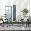 Outsunny 2 Piece Outdoor Rocking Chair Set, Patio Folding Lawn Rocker Set With Headrests For Yard, Patio, Deck, Backyard, Cream White Cream White Fabric Metal