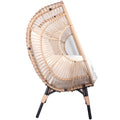 2 Pieces Patio Pe Wicker Egg Chair Model 2 With Natural Color Rattan Beige Cushion Yes Natural Foam Steel