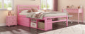 Full Size Wood Platform Bed With Removable Storage Shelves, Built In Two Storage Drawers For Added Convenience, Pink Full Pink Wood