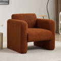 Modern Accent Chair Lambskin Sherpa Fabric Upholstered Comfy Reading Arm Chair Soft Padded Armchair With Back And Pillow For Living Room Bedroom Reception Waiting Room Office,Burnt Orange Burnt