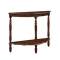 42'' Retro Circular Curved Half Moon Console Table With Cloud Design Top And Open Shelf Solid Wood Frame And Legs, Light Espresso Light Espresso Retro Pine