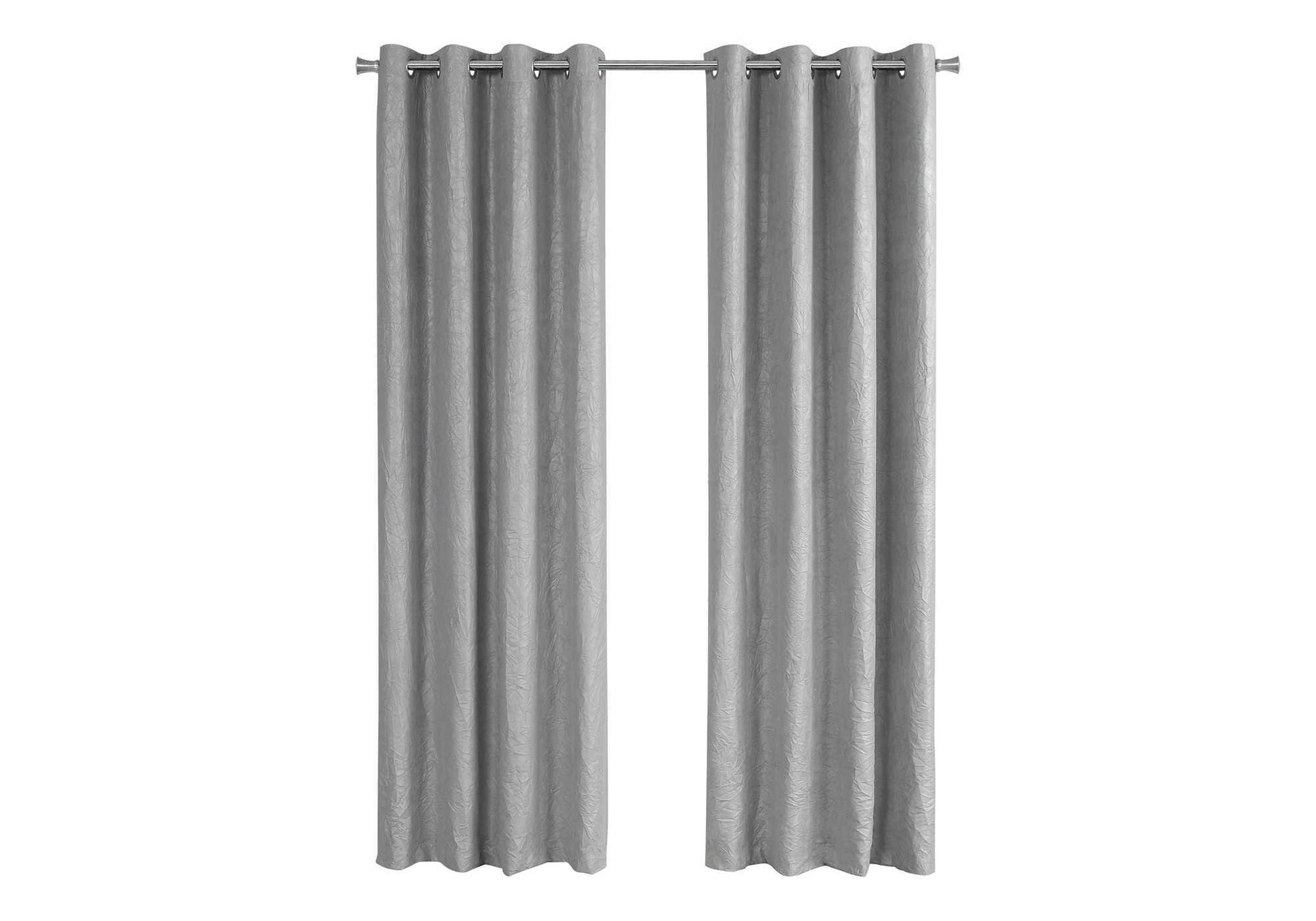 Curtain Panel, 2Pcs Set, 54"W X 84"L, Room Darkening, Grommet, Living Room, Bedroom, Kitchen, Grey Micro Suede, Contemporary, Modern Silver Polyester