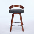 Bar Stools Set Of 2, Swivel Bar Height Stools With Low Back, Wood Bar Chairs With Soft Cushion Seat, 25 Inch Seat Height Black, 25