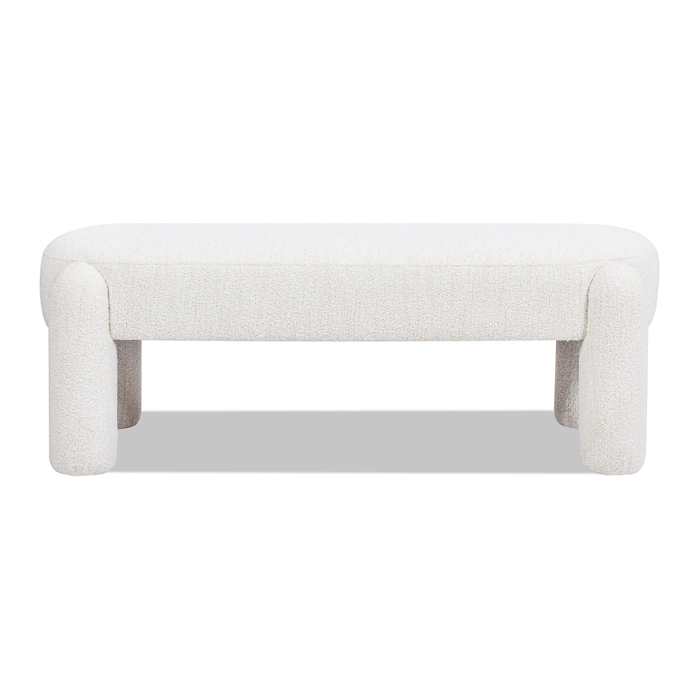 Hugo 49" Oval Fully Upholstered Bench, Milk Cream White Boucle Cream Foam Boucle