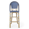 Wicker Bar Stool With Aluminum Frame Teal Blue Aluminium