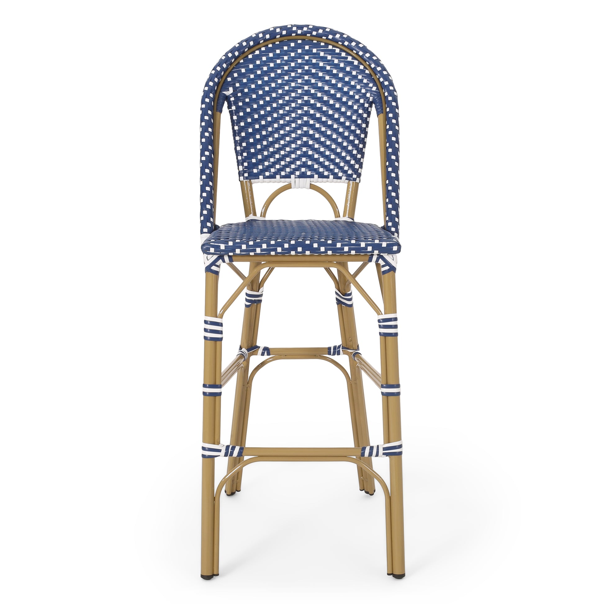 Wicker Bar Stool With Aluminum Frame Teal Blue Aluminium