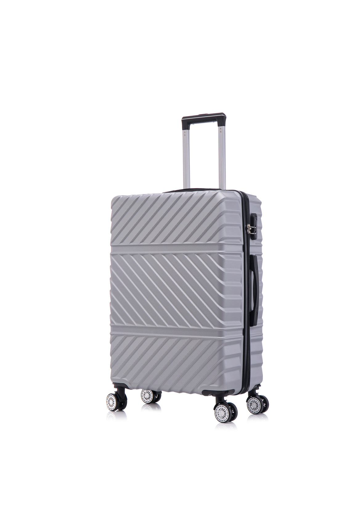 3 Piece Travel Lightweight Suitcase With Wheels, Password Lock, Business And Travel Carry On Luggage, Silver Gray 20 Inches 24 Inches 28 Inches Silver Grey Abs