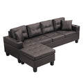 Sectional Sofa Set For Living Room With L Shape Chaise Lounge ,Cup Holder And Left Or Right Hand Chaise Modern 4 Seat Chocolate Brown Dark Brown Pu 4 Seat