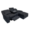 2 Piece Reclining Sectional With Right Chaise Chenille Fabric Upholstery Drop Down Cup Holders Modern Living Room Furniture Ebony Chenille Primary Living Space Plywood,Solid Wood 3 Seat