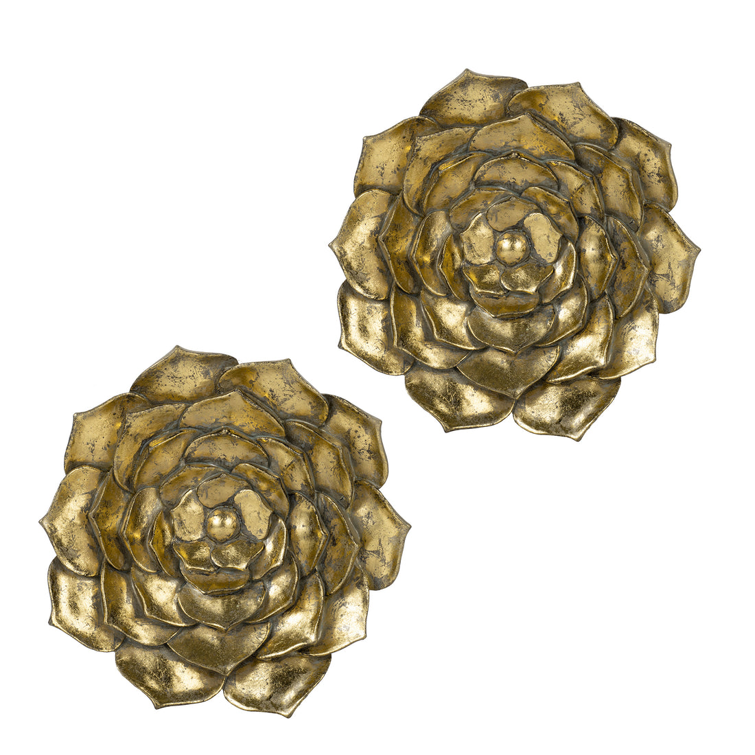 D10X1.4" Succulent Wall Plaque, 2 Piece Gold Resin